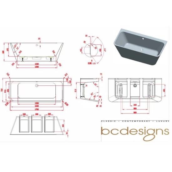 BC Designs Ancora Square 1700mm BAS025