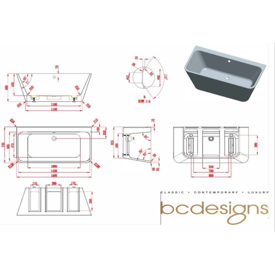 BC Designs Ancora Square 1500mm BAS023  