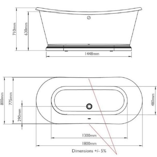 BC Designs The Boat Bath 1800mm BAS070