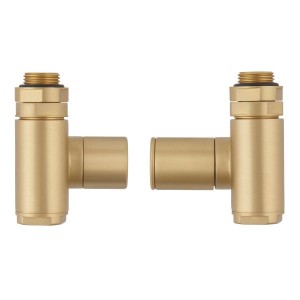 JIS Light Brushed Brass Dual Fuel Valves Angled