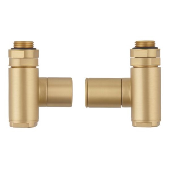 JIS Light Brushed Brass Dual Fuel Valves Angled