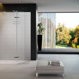 Merlyn Series 8 Showerwall with Hinged Swivel Panel