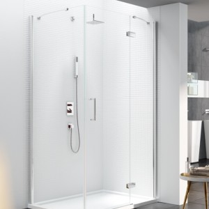 Merlyn Series 6 Frameless Hinge & Inline Door With Side Panel