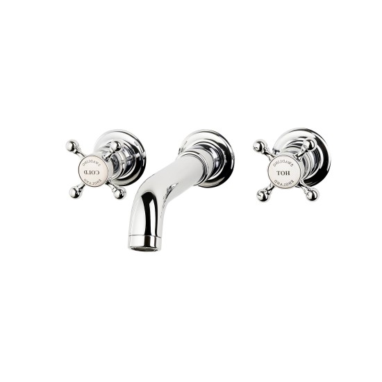 Swadling Invincible Wall Mounted Basin Mixer with Curved Spout - 7220006 - Crosshead or Lever
