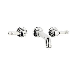 Swadling Invincible Wall Mounted Basin Mixer with Curved Spout - 7220006 - Crosshead or Lever