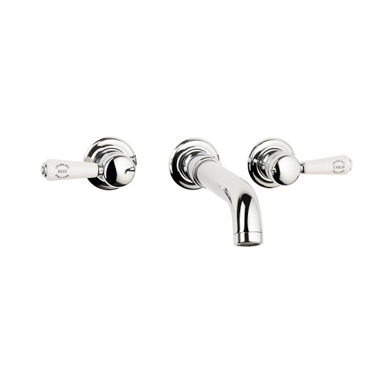 Swadling Invincible Wall Mounted Basin Mixer with Curved Spout - 7220006 - Crosshead or Lever
