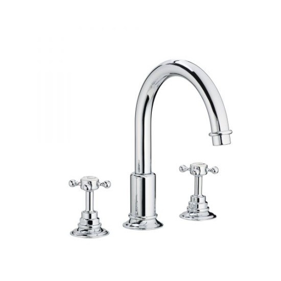 Swadling Invincible Swan Neck Deck Mounted Basin Mixer - 7250000 - Lever or Crosshead