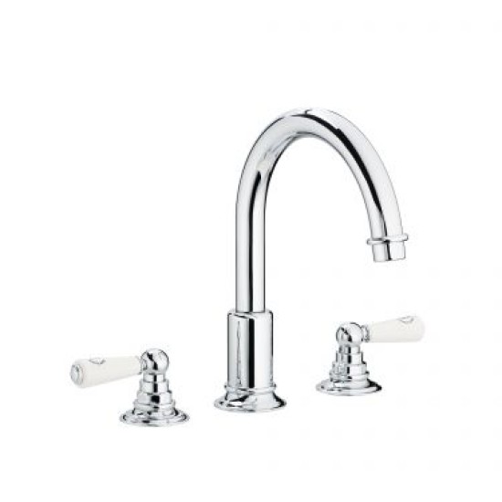 Swadling Invincible Swan Neck Deck Mounted Basin Mixer - 7250000 - Lever or Crosshead