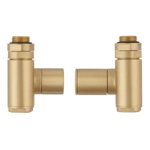 JIS Light Brushed Brass Dual Fuel Valves Angled