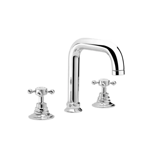 Swadling Invincible Curved Spout Deck Mounted Basin Mixer - 7200006 - Lever or Crosshead