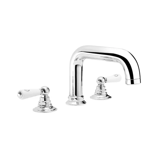 Swadling Invincible Deck-Mounted Bath Mixer with Curved Spout - 7300006 - Lever or Crosshead      
